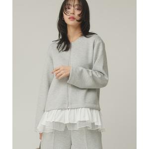 ジャケット ノーカラージャケット 「2WAY」ダンボールノーカラージャケット/フリル/取り外し可能 レディース