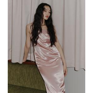 ドレス グロッシーサテンバックリボンドレス / glossy satin back ribbon dress
