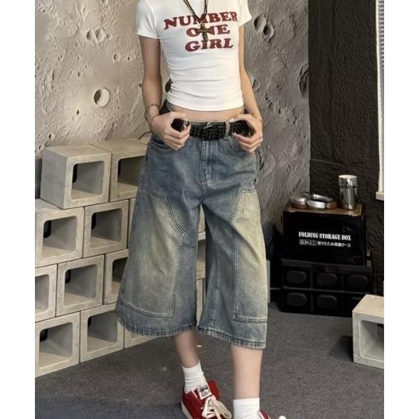 ジーンズ デニム デニムパンツ 「26年春新作」デニムルーズハーフパンツ レディース