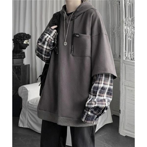 tシャツ 「26年春新作」チェックレイヤードロンT メンズ レディース