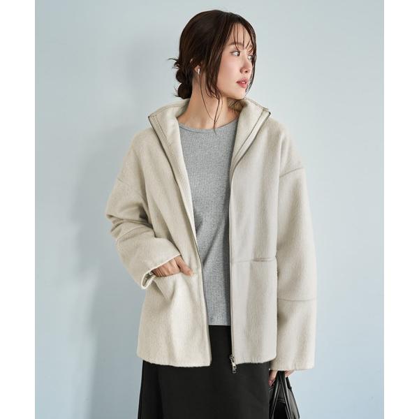 ブルゾン アウター 「LUXE」カシミヤタッチボトルネックジャケット レディース