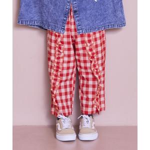 パンツ ギンガムラウンドフリルロングパンツ キッズ 子供服 男の子 女の子