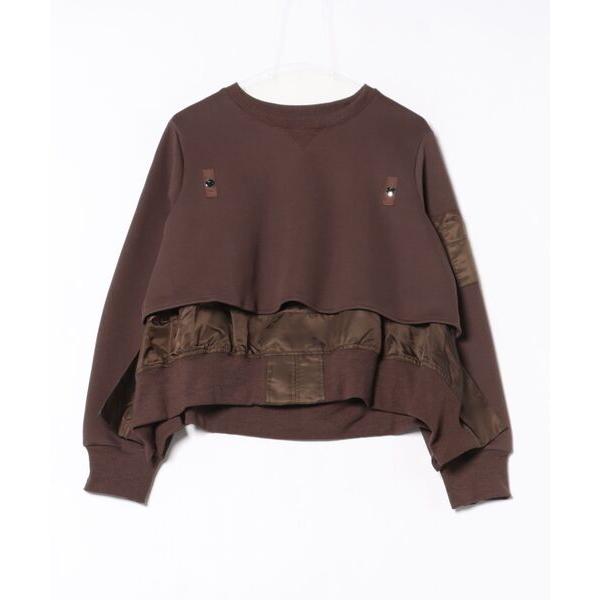 tシャツ レイヤード異素材ドッキングトップス レディース