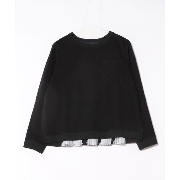 tシャツ 配色スリーブ 異素材ドッキングトップス レディース