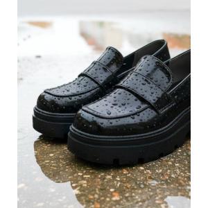 ローファー 晴雨兼用 厚底レインローファー レディース