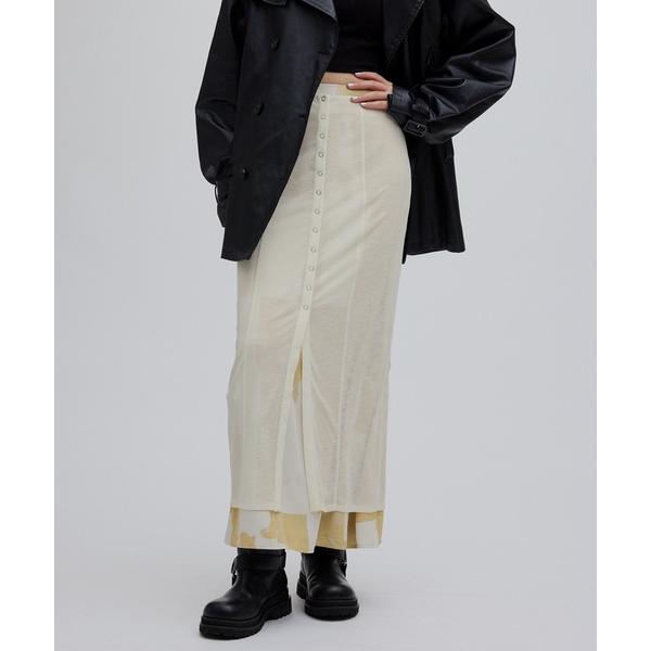 スカート STRAIGHT SKIRT WITH SHEER RIB WAISTCLOTH