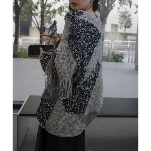 ニット セーター DOCKING PATTERN FRINGE KNIT レディース
