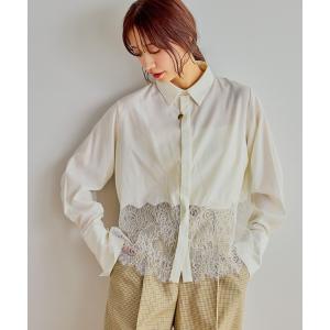 ブラウス シャツ 裾レース切り替えシャツ　643874 レディース