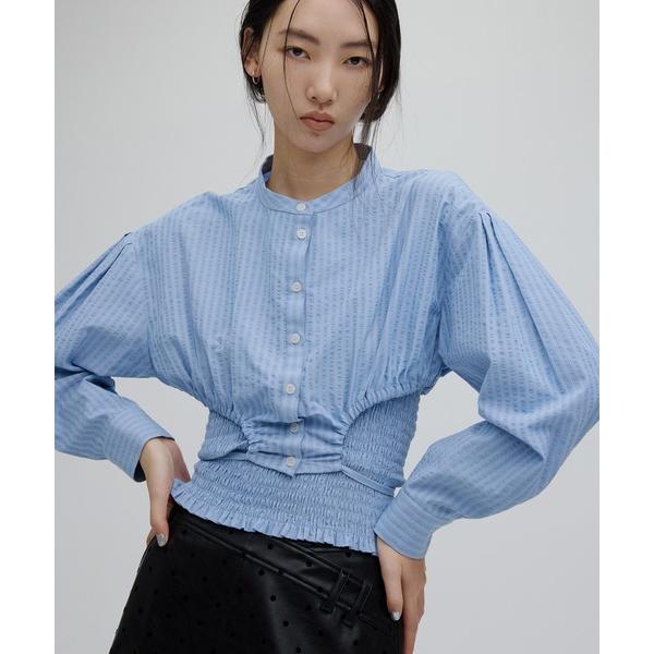 ブラウス シャツ SHIRRING LAYERED SHORT SHIRT レディース