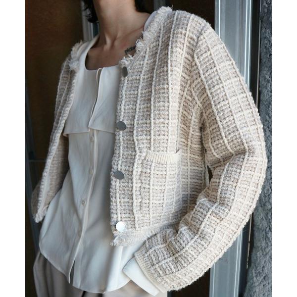 ニット セーター 「 ZOZOTOWN限定 」 SQUARE TWEED KNIT JACKET レ...