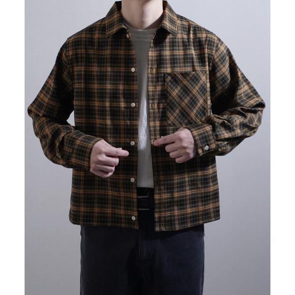 シャツ ボックスシルエット長袖チェック＆ストライプコンパクトシャツ メンズ レディース