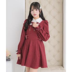 evelyn / バイカラーニットフレアワンピース ピンクベージュ S-25-01