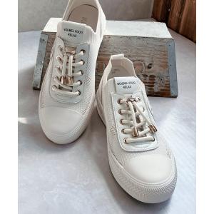 スニーカー 上品スニーカー サッと履ける レザーニット レースアップスニーカー「2026新作」 レディース