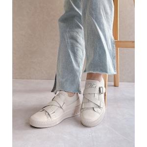 スニーカー 上品スニーカー サッと履ける レザークロスベルトデザインスニーカー「2026新作」 レディース