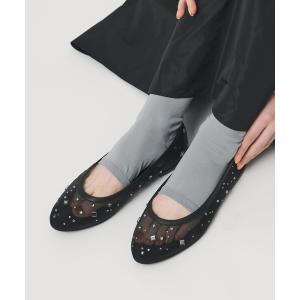 バレエシューズ パンプス チュール ビジュー バレエシューズ