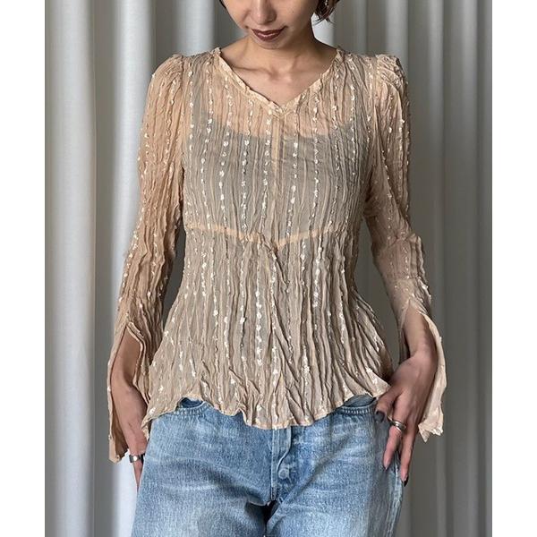 ブラウス シャツ 入学式 卒業式 TULLE FRINGE WASHER BLOUSE レディース