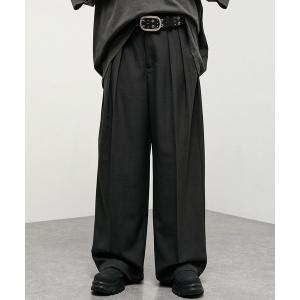 ワイドパンツ スラックス 「Alfred Alex」ドレープ 2タック ストレート バギースラックス「セットアップ対応」 メンズ レディース
