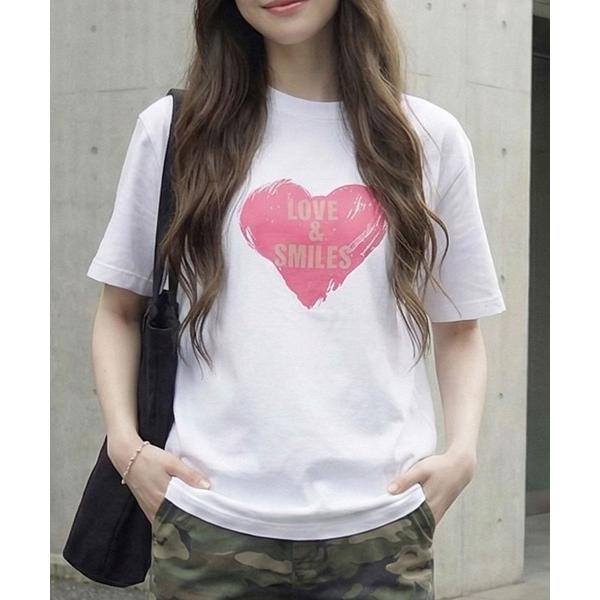 tシャツ LOVE ＆ SMILE グラフィックTシャツ レディース