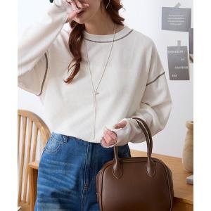 tシャツ シアーワッフル｜配色ステッチ サムホールロンT（UVカット・洗える） レディース