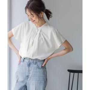 「GLOBAL WORK」 半袖ブラウス LARGE オフホワイト レディース
