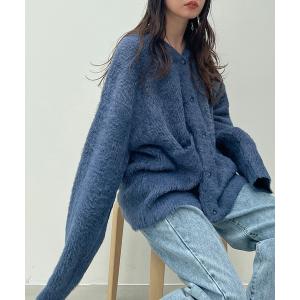 「y/m by れぽすけ」 ニットカーディガン LARGE ダークブルー メンズ