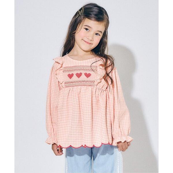 ブラウス シャツ ハートスモッキングチュニックブラウス_ジュニア対応 キッズ 子供服 女の子