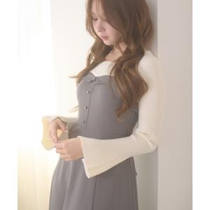 ワンピース knit docking back lace up dress / ニットドッキングバックレースアップワンピース