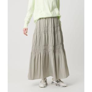 スカート レーヨンブレンド シャーリング ロングスカート