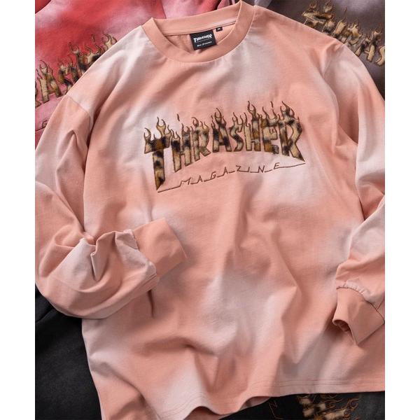 tシャツ 「70」「THRASHER/スラッシャー」レオパードロゴ ファーアップリケ フェード加工 ...