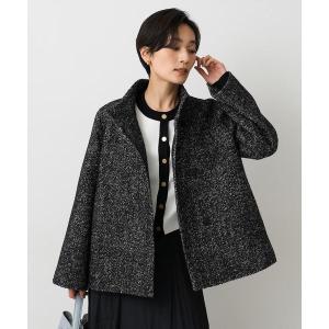 コート アウター 「ツイード風/スタンドカラー」ファンシーヘリンボンコート レディース