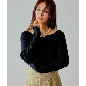 ニット セーター ボートネック袖ボタンニット  643356 レディース