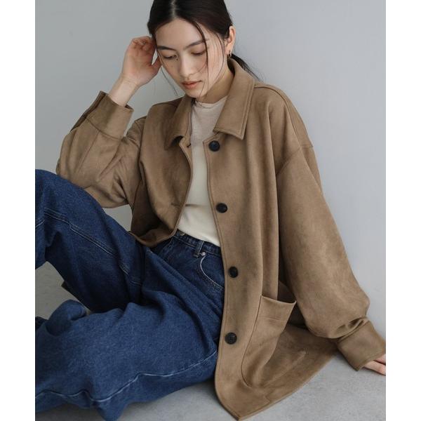 カバーオール フェイクスエードカバーオールジャケット レディース