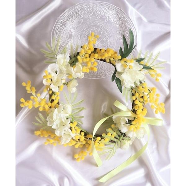 インテリア ミモザとデルフィニウムのリース