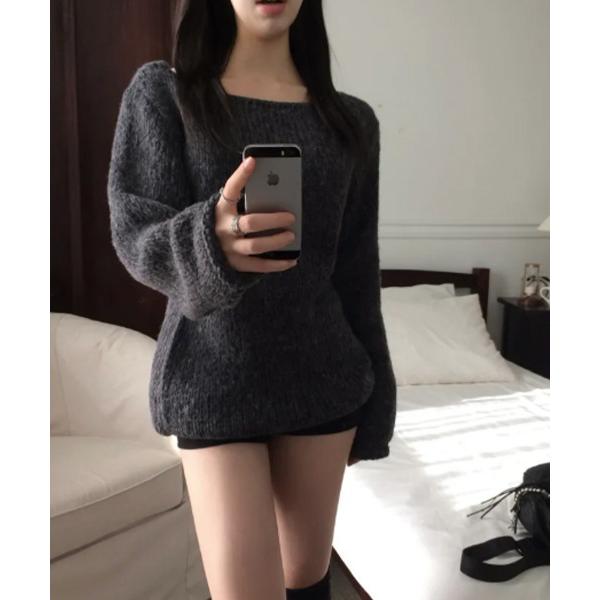 ニット セーター ざっくり編み ボートネック ニットトップス レディース