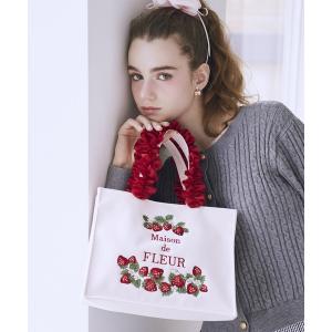 トートバッグ いちごフリルハンドルスクエアトートバッグ レディース