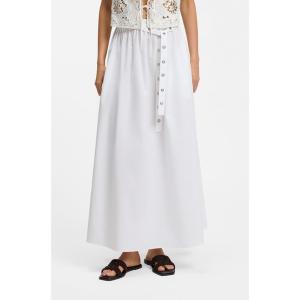 スカート マキシスカート コットンポプリン アイレットベルト