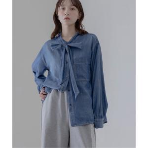 ブラウス シャツ ライトデニム ボウタイシャツ ...の商品画像