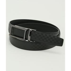 ベルト 「アジャストフリー 表牛革」タカキュー 市松型押し ビジネス ベルト メンズ