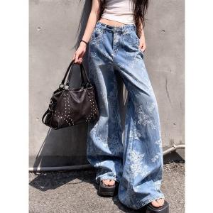ジーンズ デニム デニムパンツ フラワージャガードデニムワイドパンツ レディース