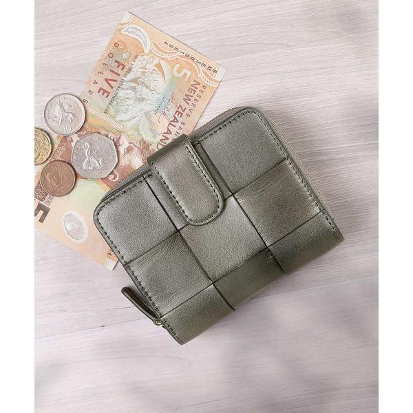 財布 「mieno」 イタリアンシープ スキンメッシュ折財布 二つ折り レディース