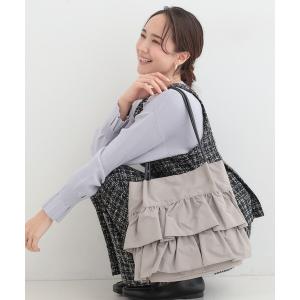 トートバッグ 「撥水」つまみハンドルフリルトートバッグ レディース
