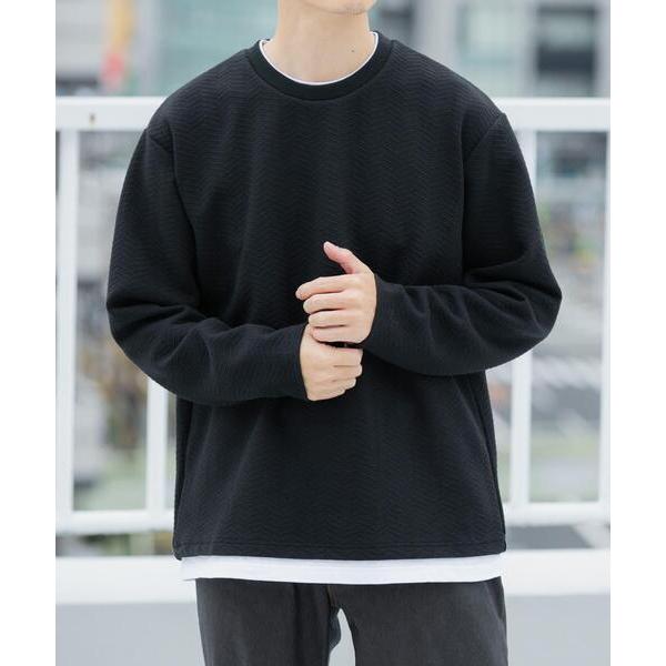 tシャツ フェイクレイヤードジオメジャカードTOPS メンズ