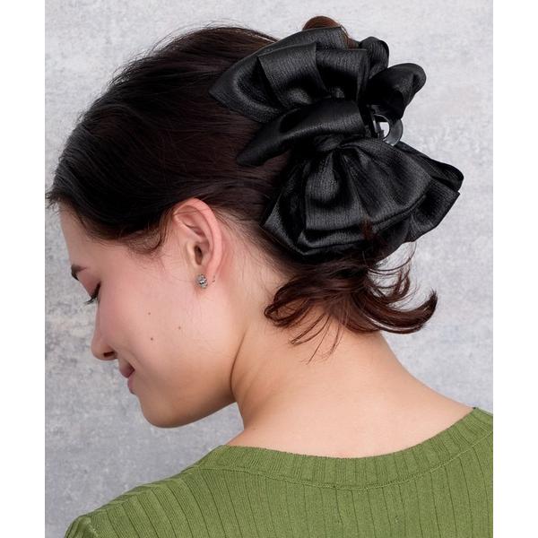 ヘアクリップ シフォンビッグリボンバンスクリップ