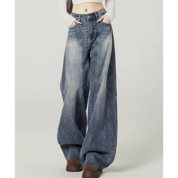 ワイドパンツ ジーンズ デニム デニムパンツ ウォッシュドデニムパンツ レディース