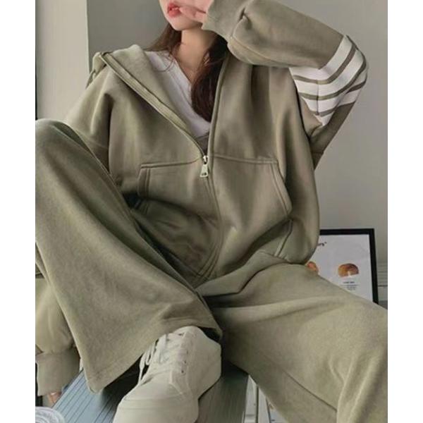 パーカー ラインジップパーカーセットアップ レディース