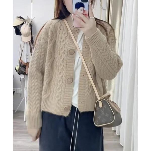 ベスト ジレ クルーネックニットカーディガン レディース