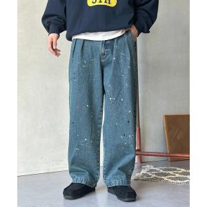 パンツ 古着ライクペイントワイドパンツ メンズ