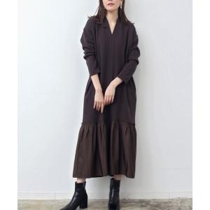 「HERENCIA」 ドッキングワンピース MEDIUM カーキブラウン レディース