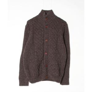 「HERRINGBONE CLUB」 ニットカーディガン M ブラウン メンズ