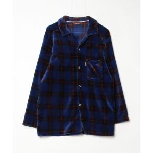 「marie claire」 チェック柄長袖シャツ L ネイビー メンズ